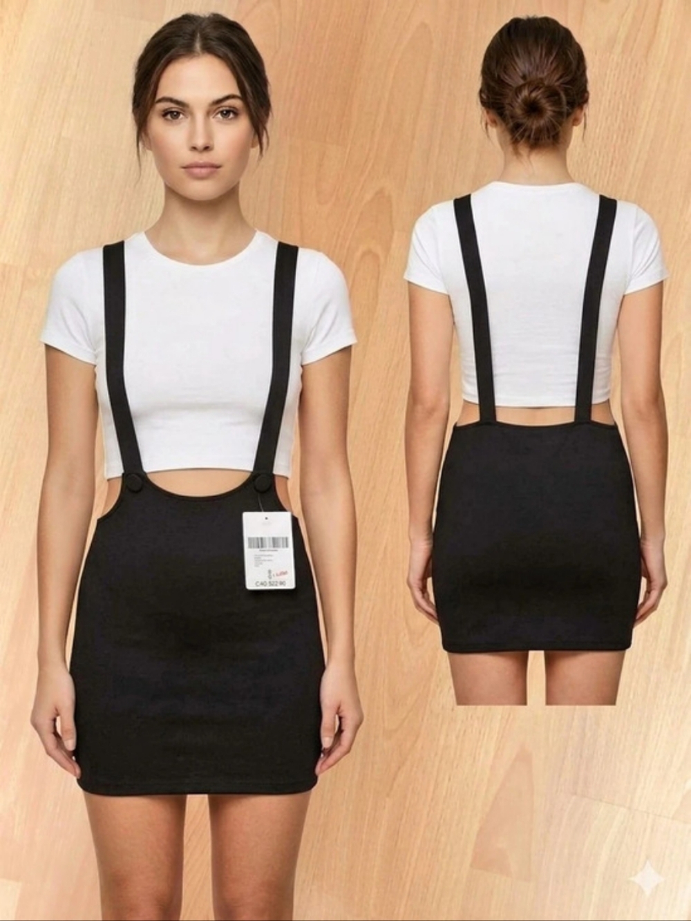 FOREVER 21 Black Suspender Mini Skirt NWT Fits XS-S